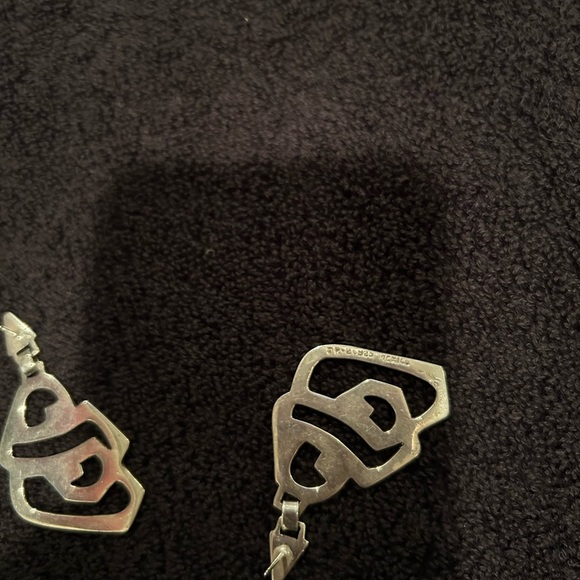 Erika Hult De Corral RIC Modernist Sculptural Sterling Silver Earrings Mexico - Picture 4 of 6